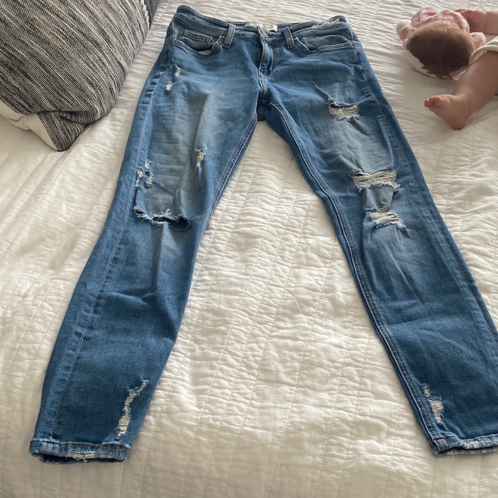 Flying Monkey Distressed Blue Skinny Jeans